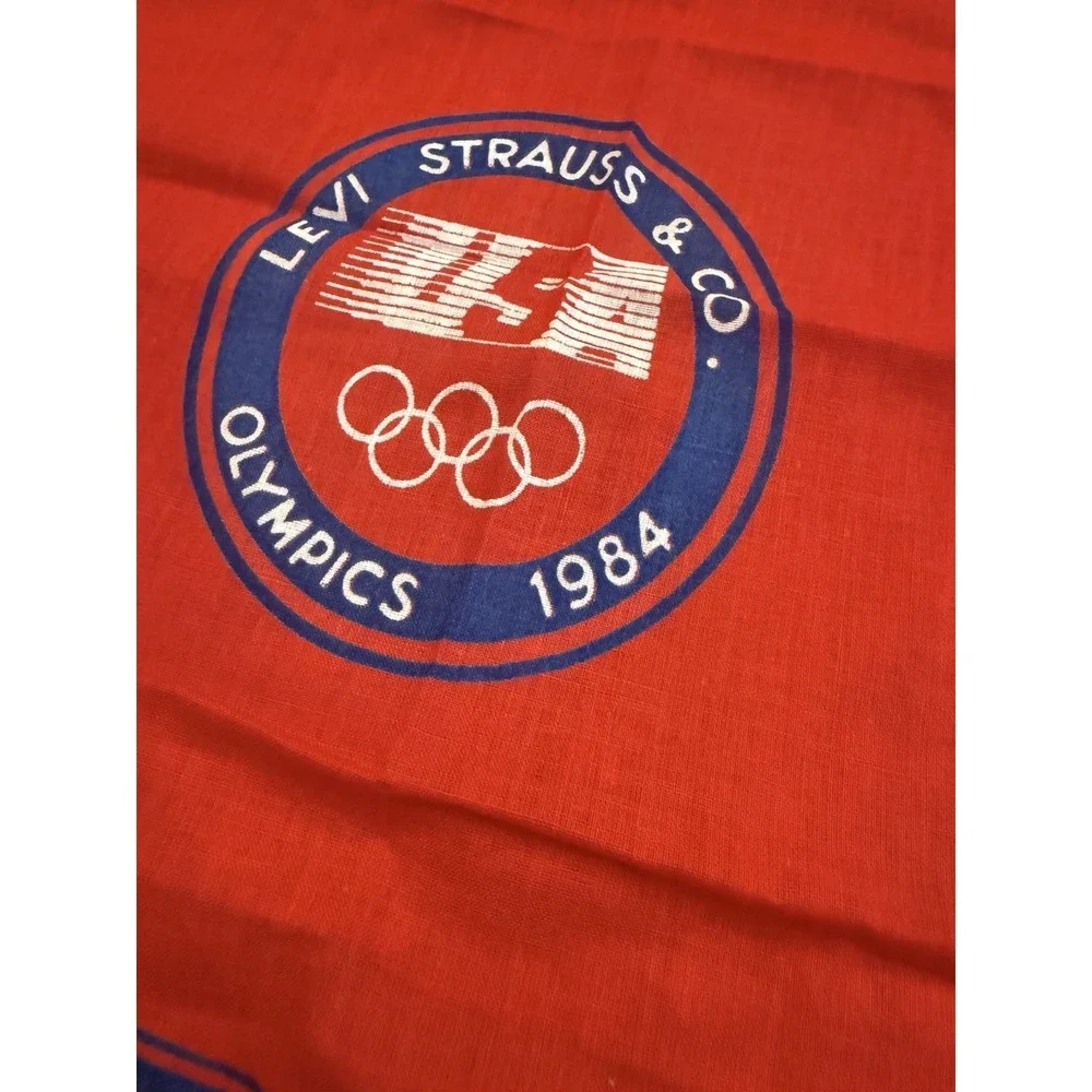 Vtg Levi's 80s USA Olympic Red Bandana Handkerchief Souvenir Rockabilly Retro